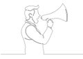 One continuous drawn single line art line character megaphone