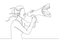 One continuous drawn single line art line character megaphone