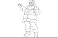 One continuous drawn single line Doodle character Santa Claus