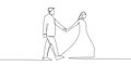one continuous line art drawing of couple holding hands vector illustration minimalism style