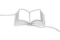 One continuous line book drawing. Modern outline doodle open book, hand drawn flying pages. Vector illustration Royalty Free Stock Photo