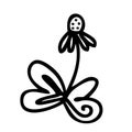 One continuous line chamomile flower doodle drawing. Perfect for tee, stickers, cards. Isolated vector illustration