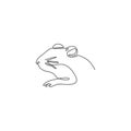 One continuous line drawing of adorable hamster head for logo identity. Rat family animal mascot concept for hamster farm icon. Royalty Free Stock Photo