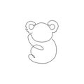 One continuous line drawing of adorable koala on tree for national zoo logo identity. Little bear from Australia mascot concept Royalty Free Stock Photo