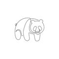 One continuous line drawing of adorable panda for company logo identity. Business icon concept from cute mammal animal shape.
