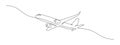 One continuous line drawing of Airplane path. Business Concept of world travel and international flight airline in Royalty Free Stock Photo