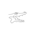 One continuous line drawing of angry head wild crocodile for company logo identity. Scary animal alligator concept for national Royalty Free Stock Photo