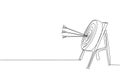 One continuous line drawing of arrows was shot bullseye to archery target, side view. Archery sport training and exercising Royalty Free Stock Photo