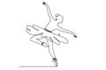 One continuous line drawing of ballet dancer. Female ballerina, dancer in simple linear style