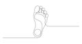 One continuous line drawing of bare foot. Elegance female leg in simple linear style. Concept of Wellness healthy