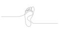 One continuous line drawing of bare foot. Elegance female leg in simple linear style. Concept of Wellness massage and
