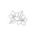 One continuous line drawing of beauty fresh azalea for home decor wall art poster print. Decorative rhododendron flower concept