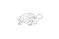 One continuous line drawing of big cute tortoise in Galapagos island. Wild animal national park conservation. Safari zoo concept.