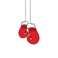 One continuous line drawing of boxing glove. Fitness stuff vector single one line isolated on white background. Hand-draw design Royalty Free Stock Photo