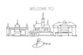 One continuous line drawing of Brno city skyline, Czech Republic. Beautiful landmark. World landscape tourism travel home wall