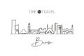 One continuous line drawing of Bursa city skyline, Turkey. Beautiful landmark postcard. World landscape tourism and travel