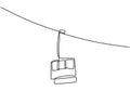 One continuous line drawing of cable car. Transportation to the mountain. Cable car or ropeway for on the way go to the ice