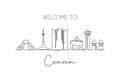 One continuous line drawing Cancun city skyline, Mexico. Beautiful landmark postcard. World landscape tourism and travel vacation Royalty Free Stock Photo