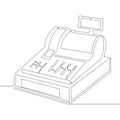 One continuous line drawing Cash register vector