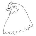 One continuous line drawing of the chicken head to identify the logo of the poultry.