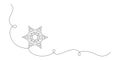 One continuous line drawing of christmas snowflake. Winter and cold flake symbol in simple linear style. Holiday icon Royalty Free Stock Photo