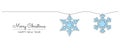 One continuous line drawing of christmas snowflake. Winter holidays and cold blue flakes symbol in simple linear style