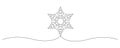 One continuous line drawing of christmas snowflake. Winter snow and cold flake symbol in simple linear style. Holiday Royalty Free Stock Photo