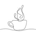 One continuous line drawing of cup of coffee delicious drink for breakfast. Vector illustration minimalist design Royalty Free Stock Photo