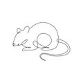 One continuous line drawing of cute adorable mouse for logo identity. Funny mice rodent animal mascot concept for pest control Royalty Free Stock Photo