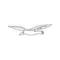 One continuous line drawing of cute albatross for bird conservation logo identity. Adorable sea bird mascot concept for national Royalty Free Stock Photo