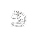 One continuous line drawing of cute axolotl for company logo identity. Water salamander mascot concept for pet lover club icon. Royalty Free Stock Photo