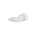 One continuous line drawing of cute caterpillar for company logo identity. Larval stage of lepidoptera mascot concept for insect