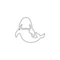 One continuous line drawing of cute dugong for aquatic logo identity. Egyptian marsa alam fish mascot concept for national