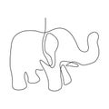 One continuous line drawing of cute elephant company logo identity