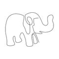 One continuous line drawing of cute elephant company logo identity