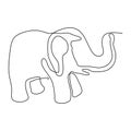 One continuous line drawing of cute elephant company logo identity Royalty Free Stock Photo