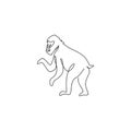 One continuous line drawing of cute mandrill for company logo identity. Big exotic monkey mascot concept for national zoo icon.