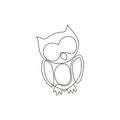 One continuous line drawing of cute owl bird for company logo identity. Symbol of education, wisdom, school, knowledge, vision, Royalty Free Stock Photo