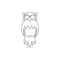 One continuous line drawing of cute owl bird for company logo identity. Symbol of education, wisdom, school, smart, knowledge, Royalty Free Stock Photo