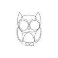 One continuous line drawing of cute owl bird for company logo identity. Symbol of education, wisdom, school, smart, knowledge, Royalty Free Stock Photo