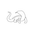 One continuous line drawing of dangerous komodo dragon for company logo identity. Wild protected reptile animal mascot concept for