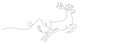 One continuous line drawing of deer. Silhouette of deer for Christmas symbol. Editable stroke. Vector illustration Royalty Free Stock Photo