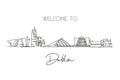 One continuous line drawing of Dublin city skyline, Republic of Ireland. Beautiful landmark. World landscape tour travel vacation