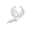 One continuous line drawing of elegant phoenix bird for company logo identity. Business icon concept from animal shape. Modern Royalty Free Stock Photo