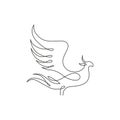 One continuous line drawing of elegant phoenix bird for company logo identity. Business icon concept from animal shape. Trendy Royalty Free Stock Photo