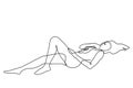 One continuous line drawing of Elegant silhouette of nude slender girl. Stylized image of woman. Royalty Free Stock Photo