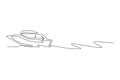 One continuous line drawing of fast speed boat sailing on the sea. Water transportation vehicle concept. Dynamic single line draw Royalty Free Stock Photo