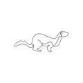 One continuous line drawing of funny weasel for company logo identity. Mustelidae animal mascot concept for national conservation Royalty Free Stock Photo