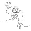 One continuous line drawing of gorilla for national park logo identity. Angry big monkey primate animal minimalist style on white