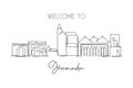 One continuous line drawing of Granada city skyline, Spain. Beautiful skyscraper. World landscape tourism travel vacation concept